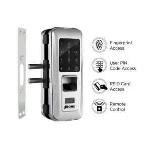 OZDL 23PCF G2W STD Fingerprint Digital Glass Door Lock with 4 in 1 Access Glass to Wall 1